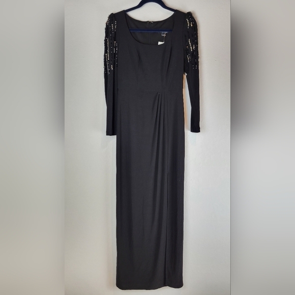 NWT Alex & Eve Embellished Puff-Shoulder Long Sleeve Black Dress Size 4 - Picture 3 of 11